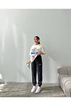 ART Baskılı T-shirt Eşofman Altı Jogger-Baskılı Alt Üst Eşofman Takım Oversize Bisiklet Yaka