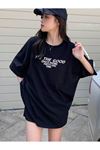 See The Good Süprem T-Shirt - Siyah  Baskılı Oversize Bisiklet Yaka Tişört