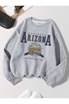 Arizona 1912 Sweatshirt - Gri Baskılı Oversize Kışlık Kalın Bisiklet Yala