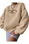 Los Angeles 1997 Sweatshirt - Bej Baskılı Oversize Kışlık Kalın Bisiklet Yala