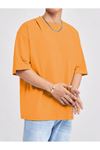Basic Süprem T-Shirt - Turuncu Oversize Bisiklet Yaka Tişört