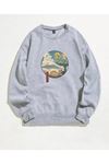 Anime Toroto Sweatshirt - Gri Baskılı Oversize Kışlık Kalın Bisiklet Yala