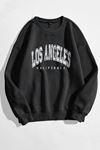 Los Angeles California Sweatshirt - Siyah Baskılı Oversize Kışlık Kalın Bisiklet Yala
