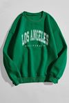 Los Angeles California Sweatshirt - Nefti Yeşil Baskılı Oversize Kışlık Kalın Bisiklet Yala