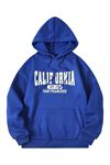 Califor Ornia 1776 Sweatshirt - Sax Mavi Baskılı Oversize Kışlık Kalın Kapüşonlu