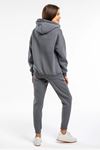 Basic Düz Eşofman Takımı Sweatshirt Jogger - Füme Oversize Şardonlu Kapüşonlu
