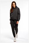 Basic Düz Eşofman Takımı Sweatshirt Jogger - Antrasit Oversize Şardonlu Kapüşonlu
