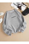 Los Angeles Minimal Yazı Sweatshirt - Gri Baskılı Oversize Kışlık Kalın Bisiklet Yala
