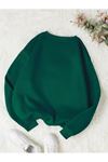 Basic Düz Sweatshirt - Nefti Yeşil Oversize Kışlık Kalın Bisiklet Yaka