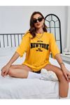 Newyork 1968 Young Süprem T-Shirt - Sarı Baskılı Oversize Bisiklet Yaka Kısa Kol Tişört