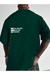 Unisex Nefti Yeşili Oversiz Still Follow Freedom Baskılı Örme T-shirt