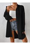 Kadın Oversize Uzun Gömlek - Siyah Düz Uzun Gömlek