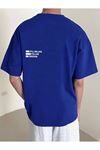 Unisex Sax Mavisi Oversiz Still Follow Freedom Baskılı Örme T-shirt