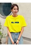 Smile Clayes Süprem T-Shirt - Sarı Baskılı Oversize Bisiklet Yaka Kısa Kol Tişört