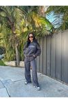 Ellore Australia Sweatshirt - Füme Baskılı Oversize Kapüşonlu