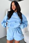 Thatsofetch Sweatshirt - Bebe Mavisi Baskılı Oversize Kapüşonlu
