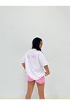 Beyaz Oversize Ellore T-Shirt - Bisiklet Yaka Oversize Baskılı