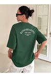 Kind Hearted - Yeşil Baskılı Oversize Bisiklet Yaka Kısa Kol Tişört
