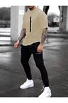 Look Forward Bej T-shirt Siyah Eşofman Alt Jogger Baskı Alt Üst Eşofman Takım Oversize Bisiklet Yaka