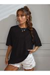 Good Things T-shirt - Siyah Baskılı Oversize Bisiklet Yaka Kısa Kol Tişört
