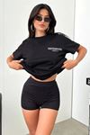 Siyah Oversize Fetch Series 6 T-shirt - Oversize Baskılı