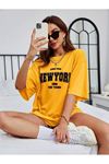 Newyork 1968 Young Süprem T-Shirt - Sarı Baskılı Oversize Bisiklet Yaka Kısa Kol Tişört