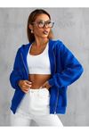 Unisex Düz Fermuarlı Kapüşonlu Hırka Sweatshirt