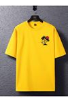 Hve Fun Palmiye Süprem T-Shirt - Sarı Baskılı Oversize Bisiklet Yaka Kısa Kol Tişört