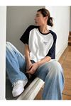 Best Time Parçalı Süprem T-Shirt - Beyaz Siyah Baskılı Oversize Bisiklet Yaka Kısa Kol Tişört