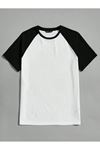 Oversize Siyah Beyaz Baskısız T-shirt - Reglan Kol Unisex Rahat Kalıp
