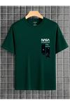 Yeşil Oversize Nasa Baskılı T-shirt - Oversize Baskılı