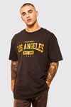 Los Angeles Star 1986 Süprem T-Shirt - Kahverengi Baskılı Oversize Bisiklet Yaka Kısa Kol Tişört