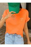 Sunshine 1982 Süprem T-Shirt - Turuncu Baskılı Oversize Bisiklet Yaka Kısa Kol Tişört