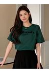 Maginary Süprem T-Shirt -Nefti Yeşili Baskılı Oversize Bisiklet Yaka Kısa Kol Tişört