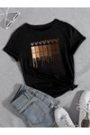 Leopar Desen Kalpler Süprem T-Shirt - Siyah Baskılı Oversize Bisiklet Yaka Kısa Kol Tişört