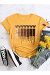 Leopar Desen Kalpler Süprem T-Shirt - Sarı Baskılı Oversize Bisiklet Yaka Kısa Kol Tişört