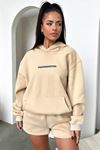 Thatsofetch Sweatshirt - Bej Baskılı Oversize Kapüşonlu