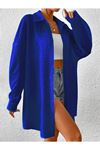 Kadın Oversize Uzun Gömlek-Pareo - Bürümcük Kumaş Oversize Rahat Kesim