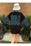 Ica Kışlık Kalın Sweatshirt - Siyah Baskılı Oversize Kalın Kışlık Bisiklet Yaka