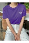 Sunshine 1982 Süprem T-Shirt - Mor Baskılı Oversize Bisiklet Yaka Kısa Kol Tişört