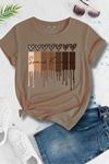 Leopar Desen Kalpler Süprem T-Shirt - Kahverengi Baskılı Oversize Bisiklet Yaka Kısa Kol Tişört