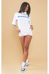 Prettylittlething Süprem T-Shirt - Beyaz Baskılı Oversize Bisiklet Yaka Kısa Kol Tişört ATLTST