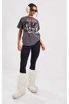 Mickey Minie Mouse Süprem T-Shirt - Füme Baskılı Oversize Bisiklet Yaka Kısa Kol Tişört