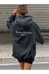 Unisex Oversize Boldly Baskılı Füme Hırka