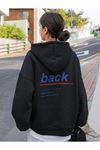 Back Youngchance T-Sweatshirt- Siyah Baskılı Oversize Kapüşonlu