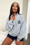Yarım Fermuarlı Thatsofetch Sweatshirt - Dik Yaka Baskılı Oversize Kalın