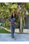 Ellore Australia Sweatshirt - Füme Baskılı Oversize Kapüşonlu