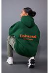 Universal Sports Acedemy Sweatshirt - Yeşil Baskılı Oversize Kapüşonlu