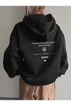 Growth Keep Calm Sweatshirt - Siyah Baskılı Oversize Kalın Kışlık Kapüşonlu
