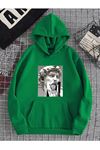 Heykel El Sweatshirt - Yeşil Baskılı Oversize Kapüşonlu